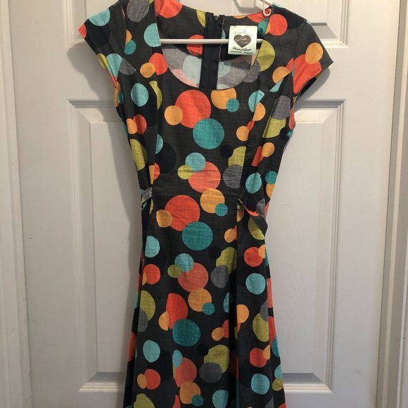 Cute Multicolor Polka Dot Swing Dress - Picture 3 of 7
